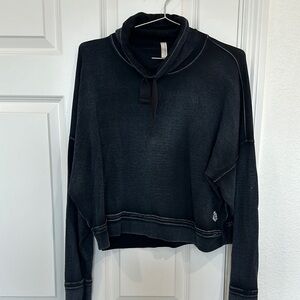 Free People Movement Navy Blue Cropped Pullover Hoodie Size Small